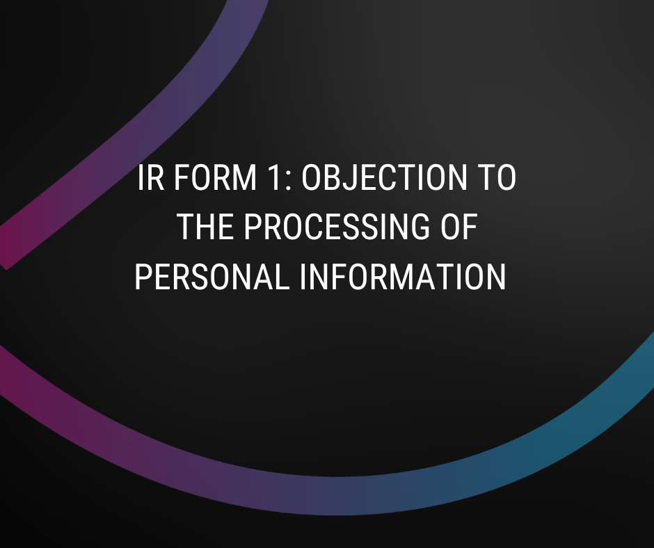 Form 1: Objection to the Processing of Personal Information